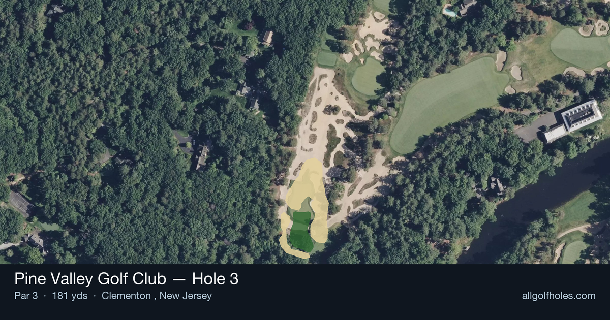 Hole 3 aerial at Pine Valley Golf Club
