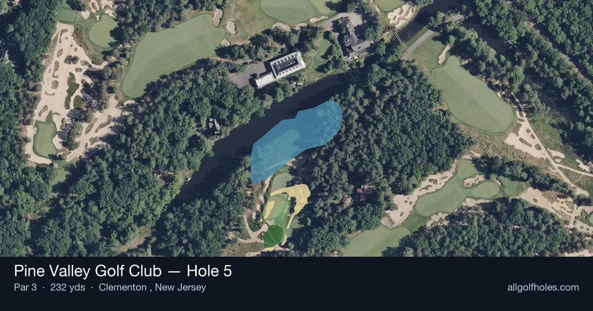 Hole 5 aerial at Pine Valley Golf Club