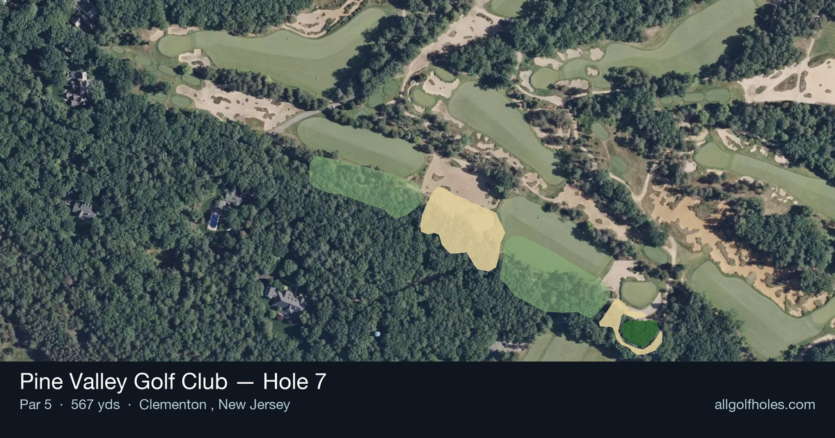 Hole 7 aerial at Pine Valley Golf Club