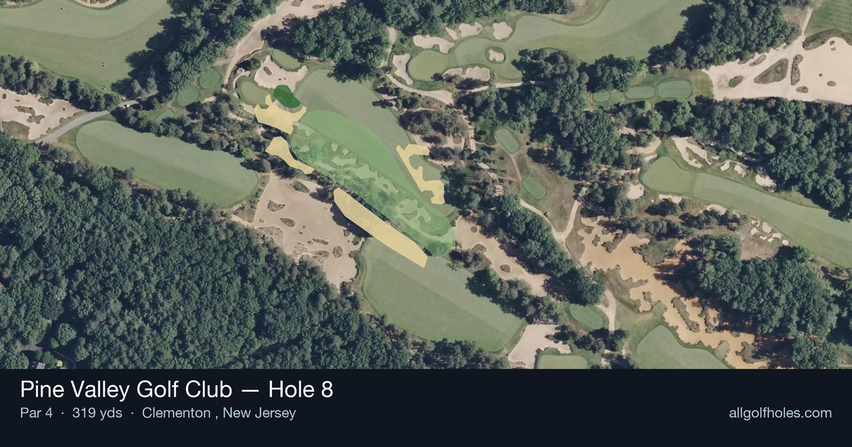 Hole 8 aerial at Pine Valley Golf Club