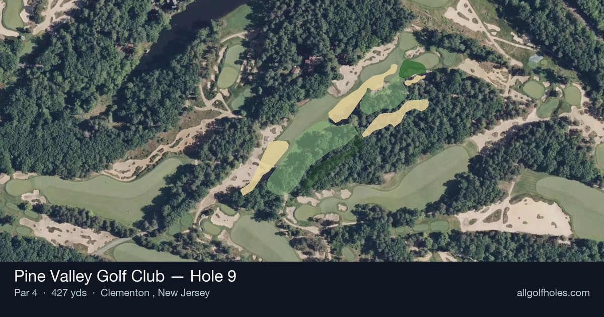 Hole 9 aerial at Pine Valley Golf Club