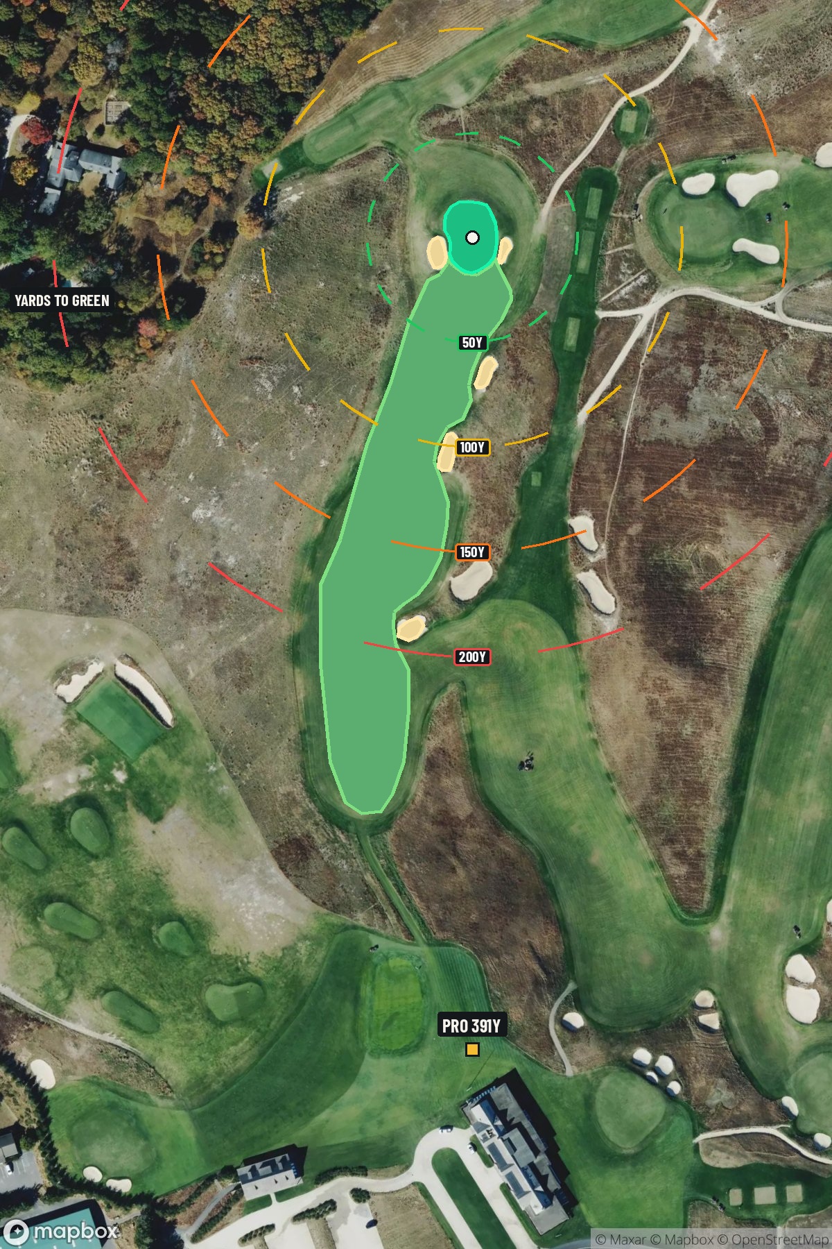 Hole 1 aerial at Shinnecock Hills Golf Club