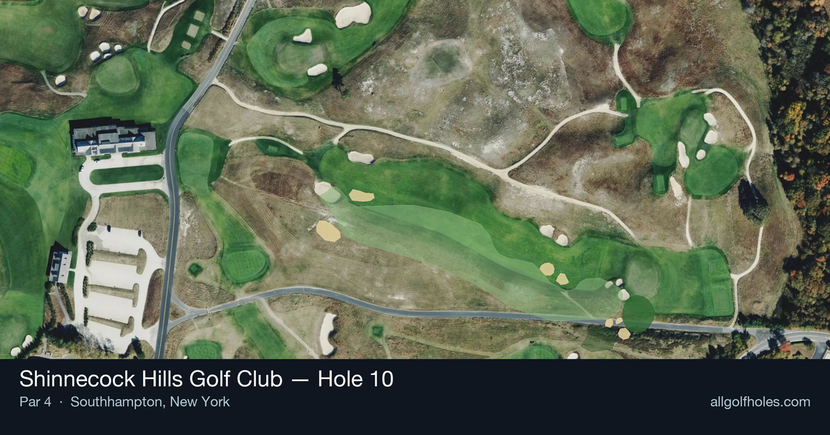 Hole 10 aerial at Shinnecock Hills Golf Club
