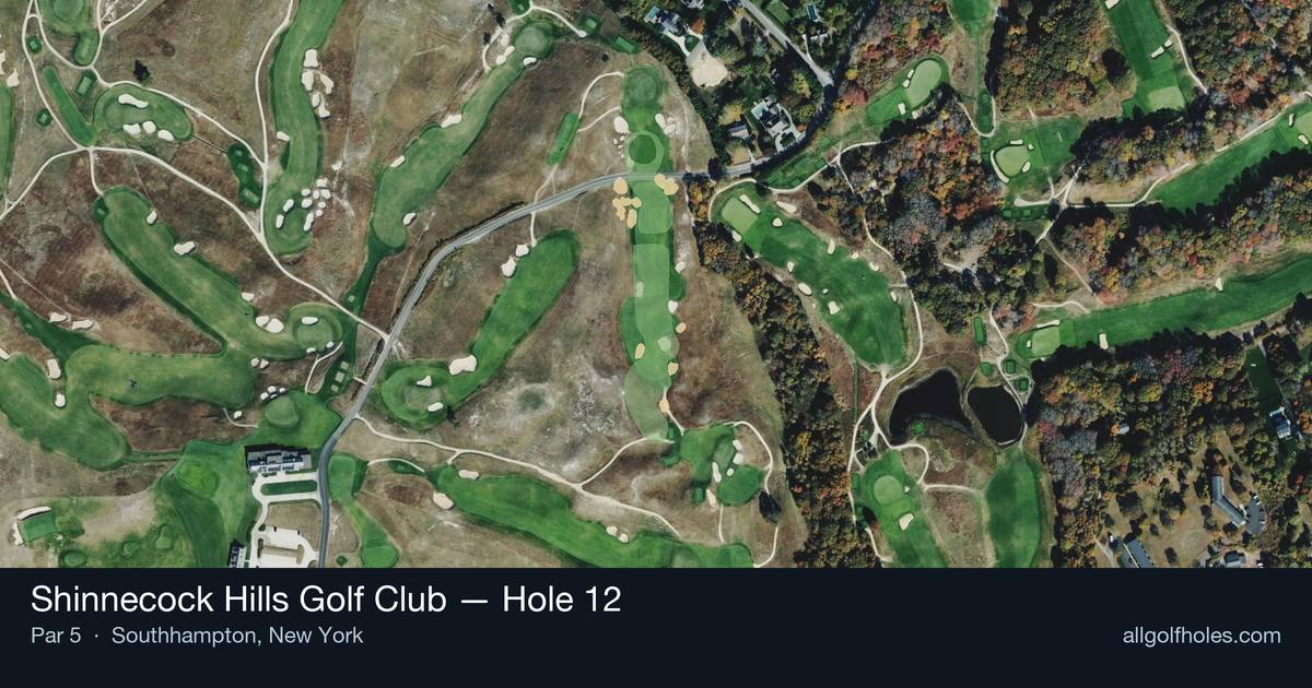 Hole 12 aerial at Shinnecock Hills Golf Club
