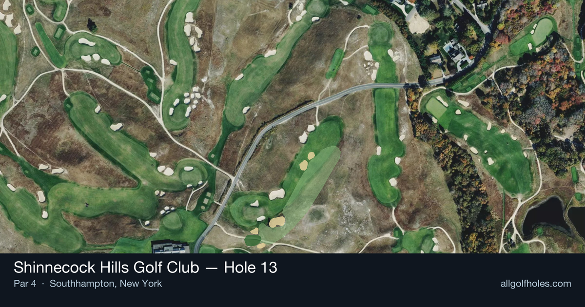 Hole 13 aerial at Shinnecock Hills Golf Club