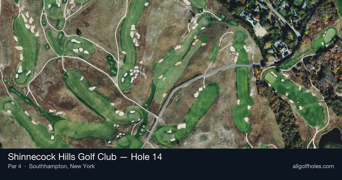 Hole 14 aerial at Shinnecock Hills Golf Club