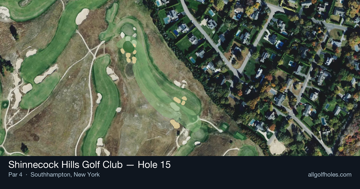 Hole 15 aerial at Shinnecock Hills Golf Club