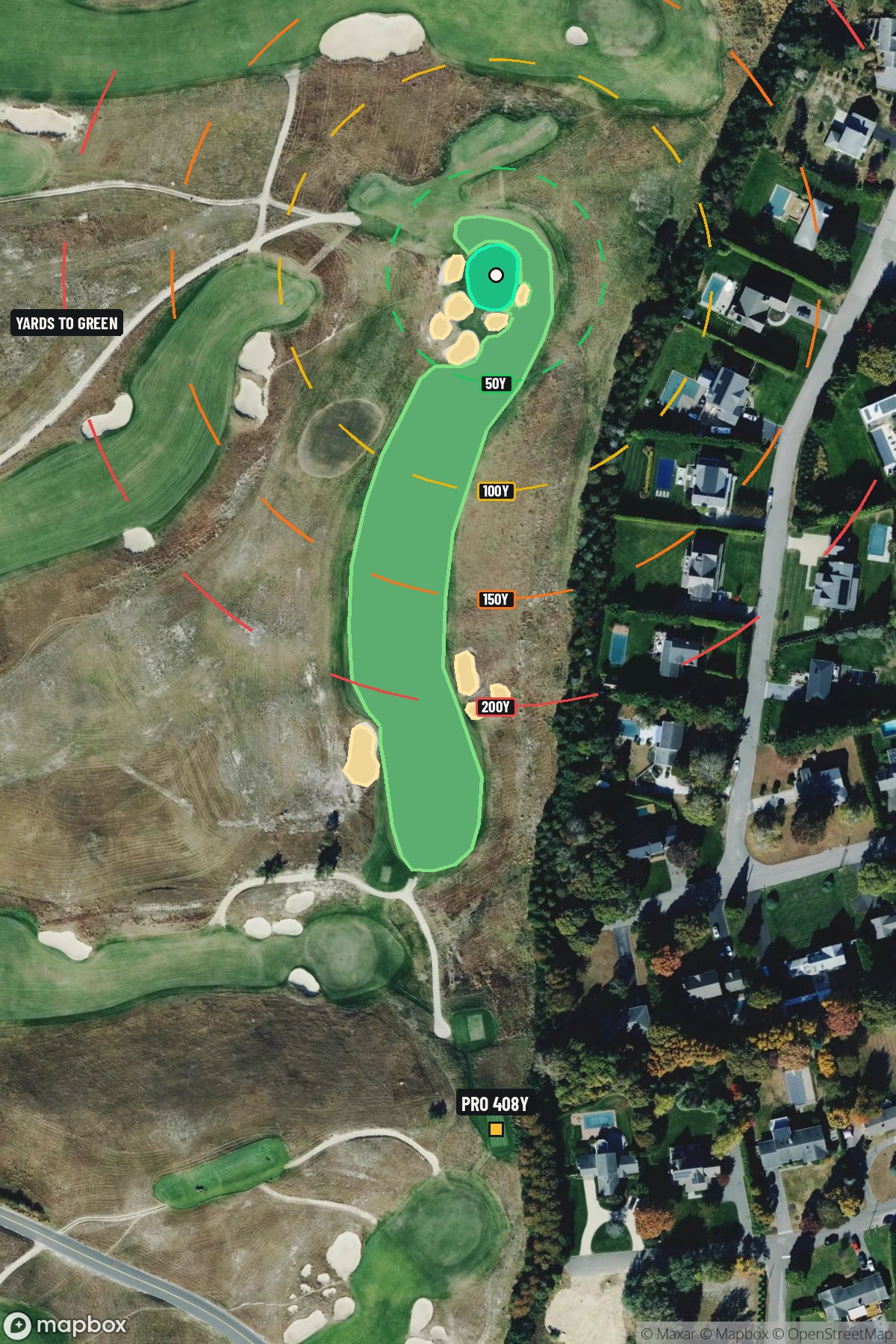 Hole 15 aerial at Shinnecock Hills Golf Club