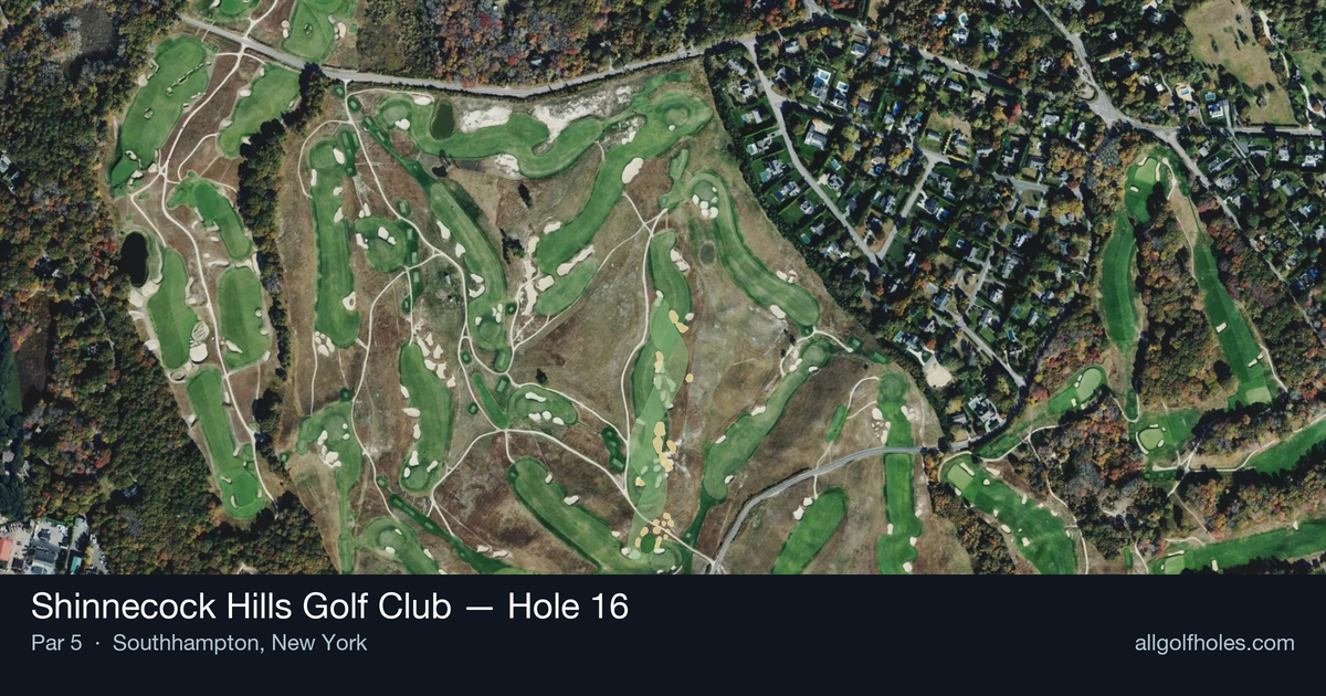 Hole 16 aerial at Shinnecock Hills Golf Club