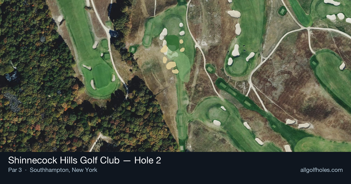 Hole 2 aerial at Shinnecock Hills Golf Club