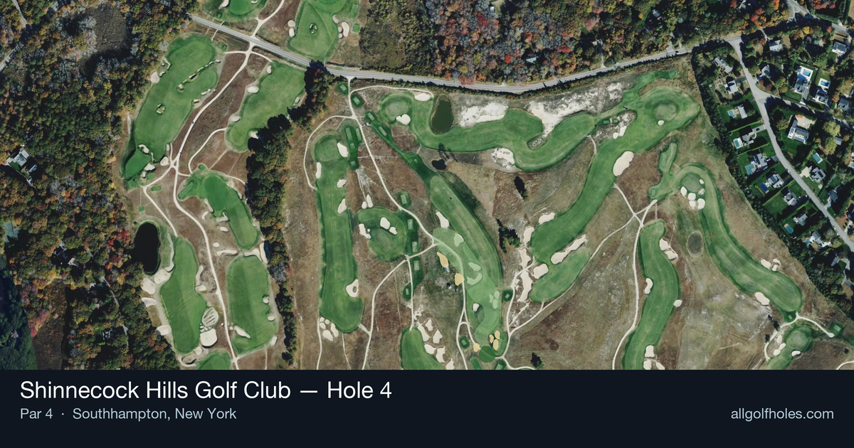 Hole 4 aerial at Shinnecock Hills Golf Club