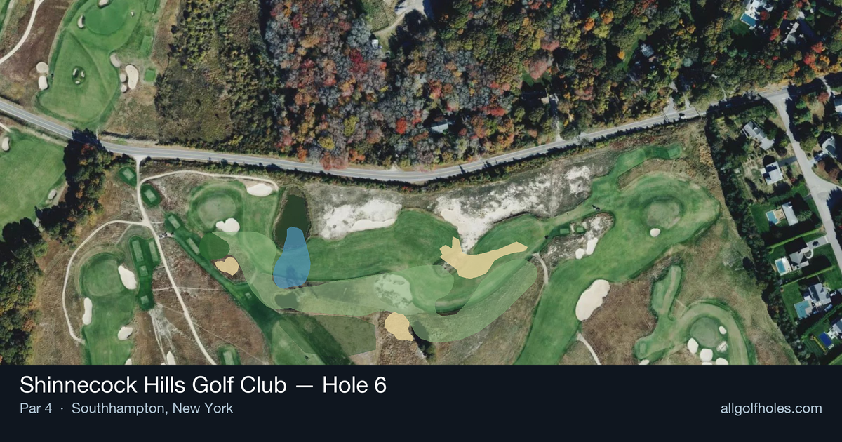Hole 6 aerial at Shinnecock Hills Golf Club