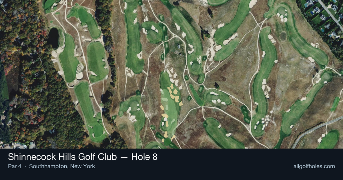 Hole 8 aerial at Shinnecock Hills Golf Club