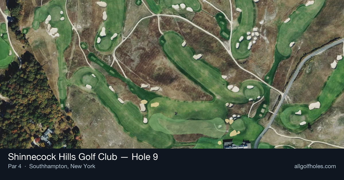 Hole 9 aerial at Shinnecock Hills Golf Club