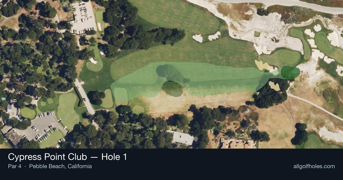 Hole 1 aerial at Cypress Point Club