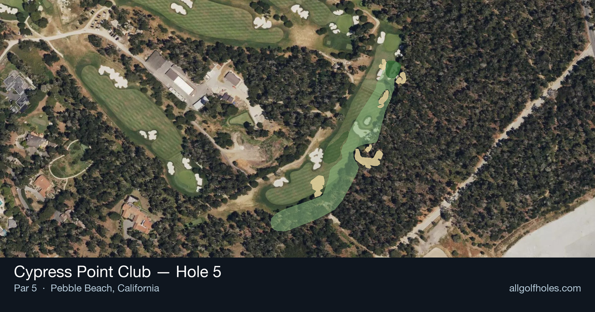 Hole 5 aerial at Cypress Point Club