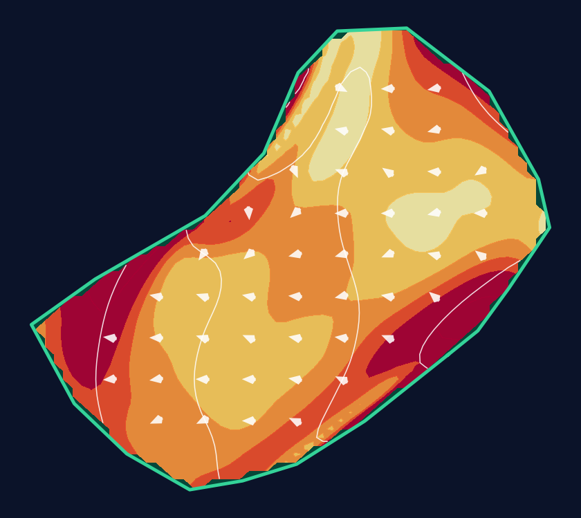 Hole 1 green slope contour at Merion Golf Club (East Course)