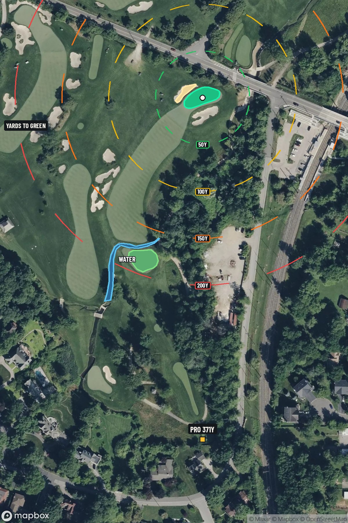 Hole 12 aerial at Merion Golf Club (East Course)
