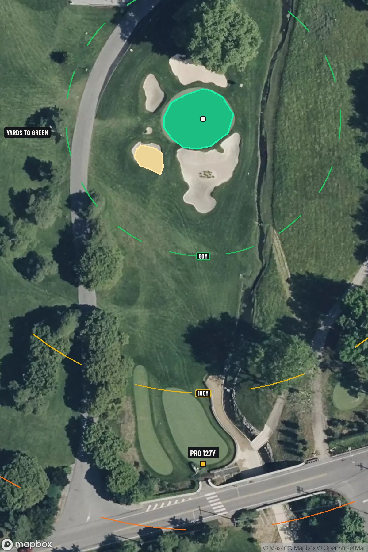 Hole 13 aerial at Merion Golf Club (East Course)