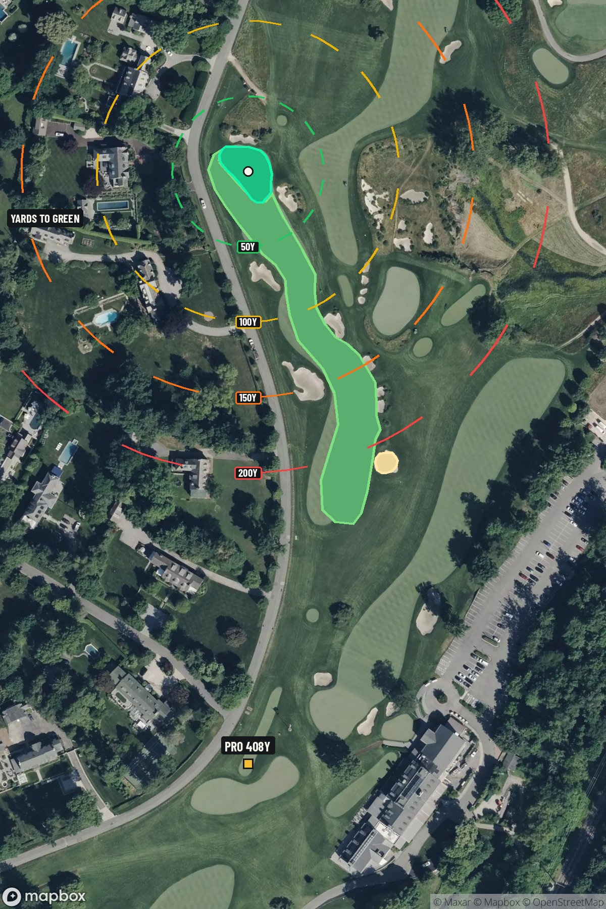Hole 14 aerial at Merion Golf Club (East Course)