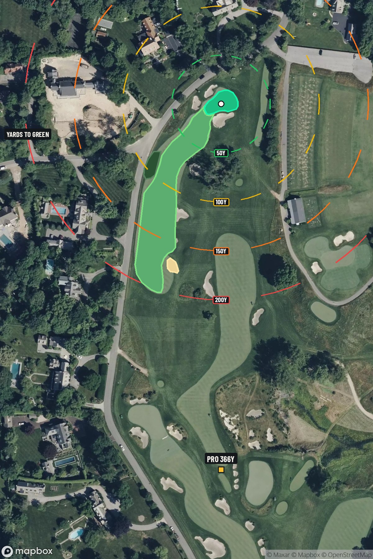 Hole 15 aerial at Merion Golf Club (East Course)