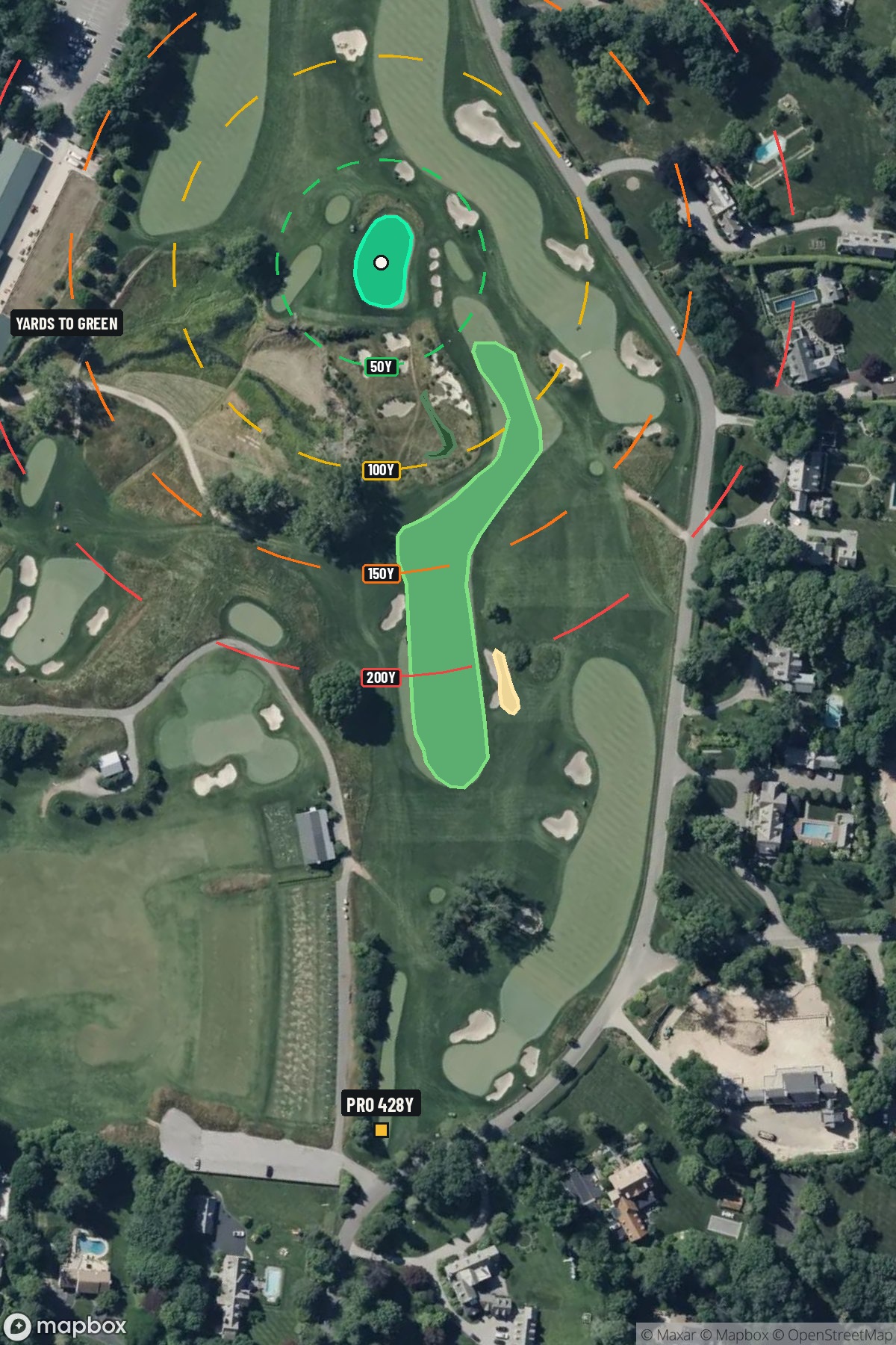 Hole 16 aerial at Merion Golf Club (East Course)