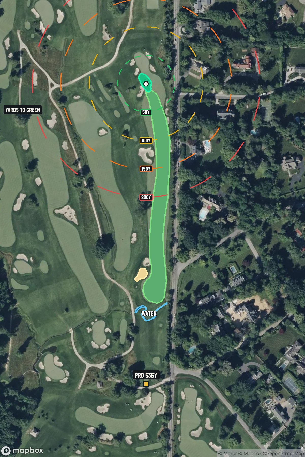 Hole 2 aerial at Merion Golf Club (East Course)