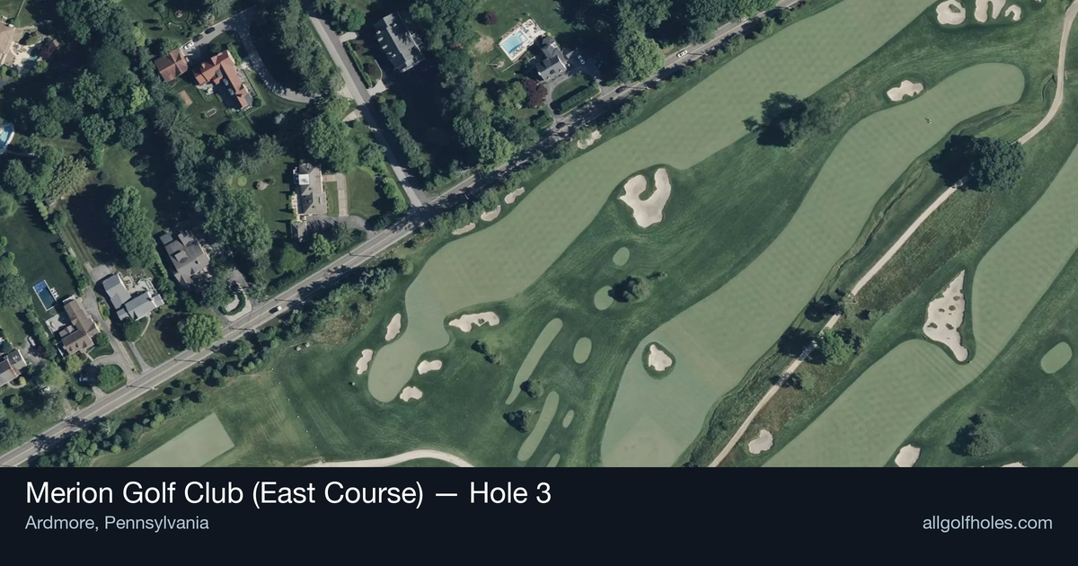 Hole 3 aerial at Merion Golf Club (East Course)