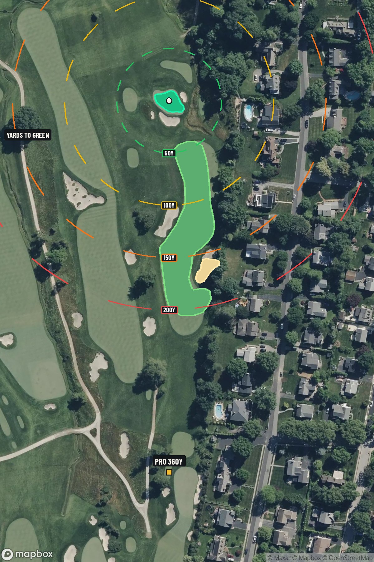 Hole 8 aerial at Merion Golf Club (East Course)