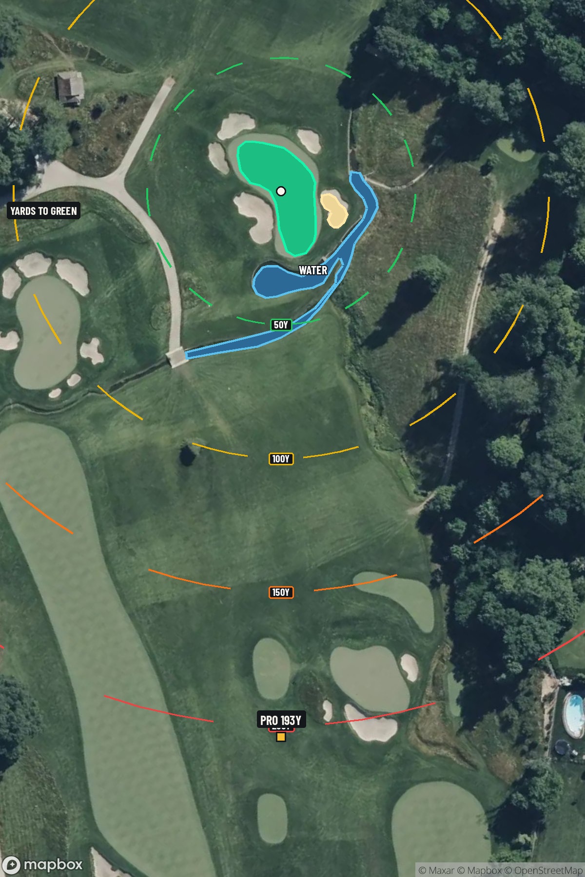 Hole 9 aerial at Merion Golf Club (East Course)