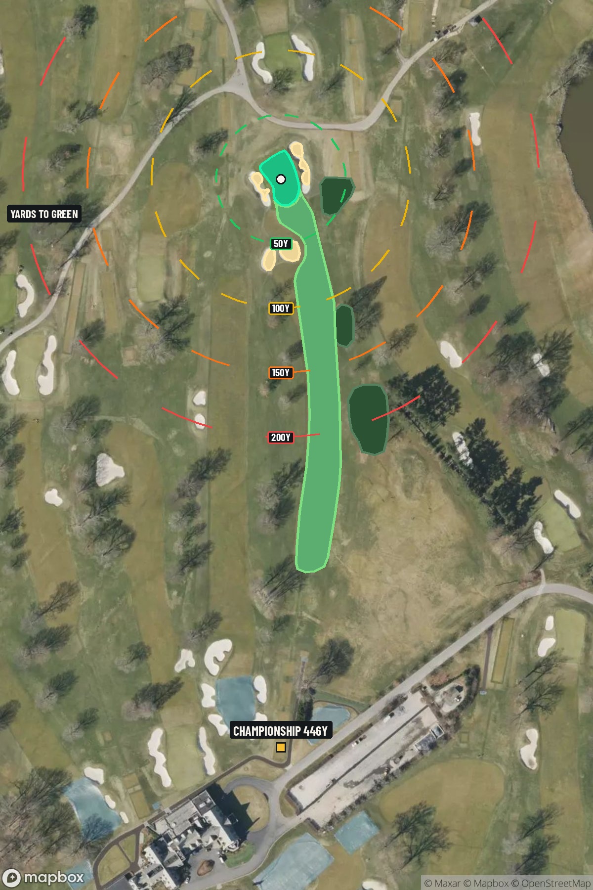 Hole 1 aerial at Winged Foot Golf Club (West Course)