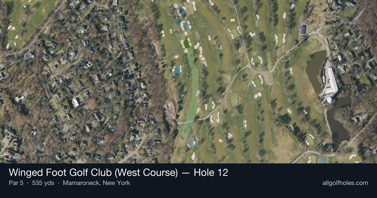 Hole 12 aerial at Winged Foot Golf Club (West Course)