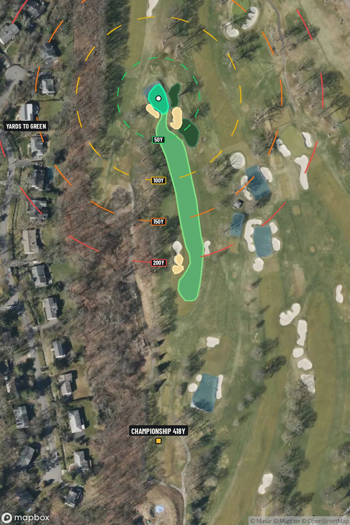 Hole 14 aerial at Winged Foot Golf Club (West Course)