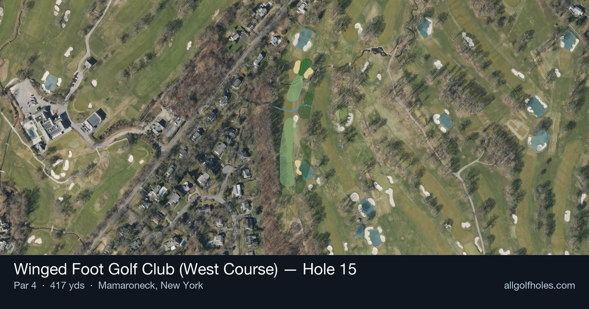 Hole 15 aerial at Winged Foot Golf Club (West Course)
