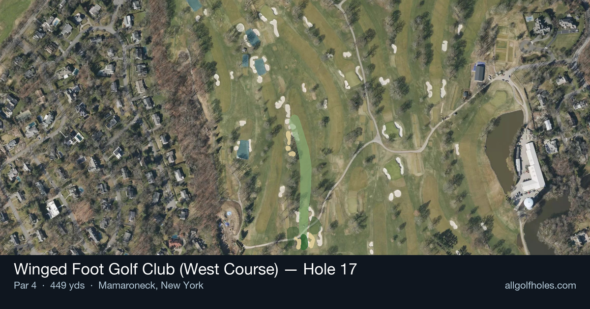 Hole 17 aerial at Winged Foot Golf Club (West Course)