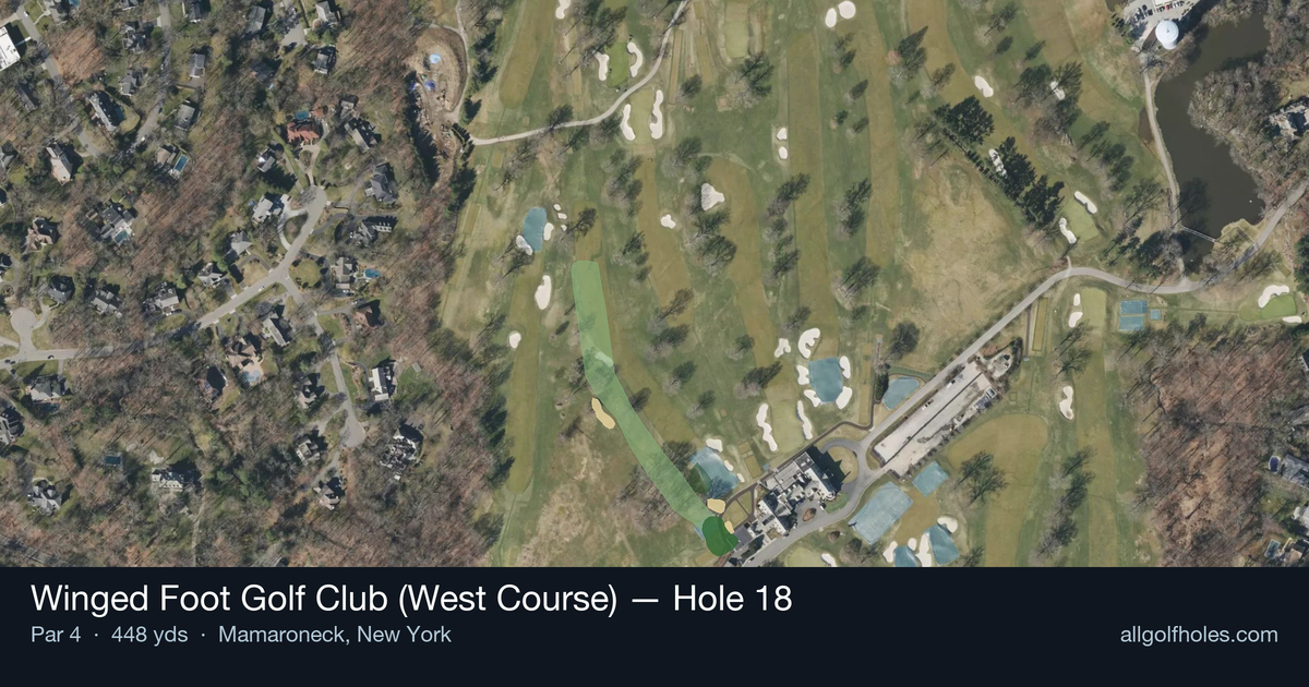 Hole 18 aerial at Winged Foot Golf Club (West Course)