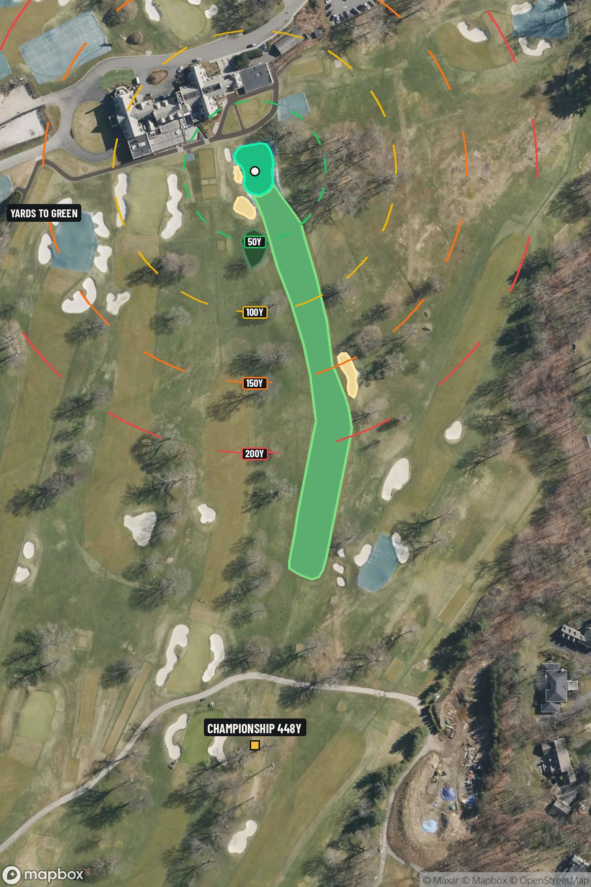 Hole 18 aerial at Winged Foot Golf Club (West Course)