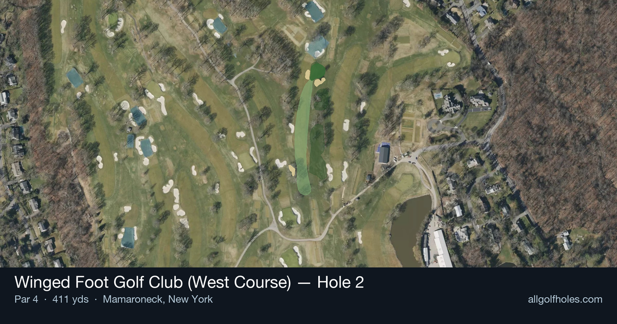 Hole 2 aerial at Winged Foot Golf Club (West Course)