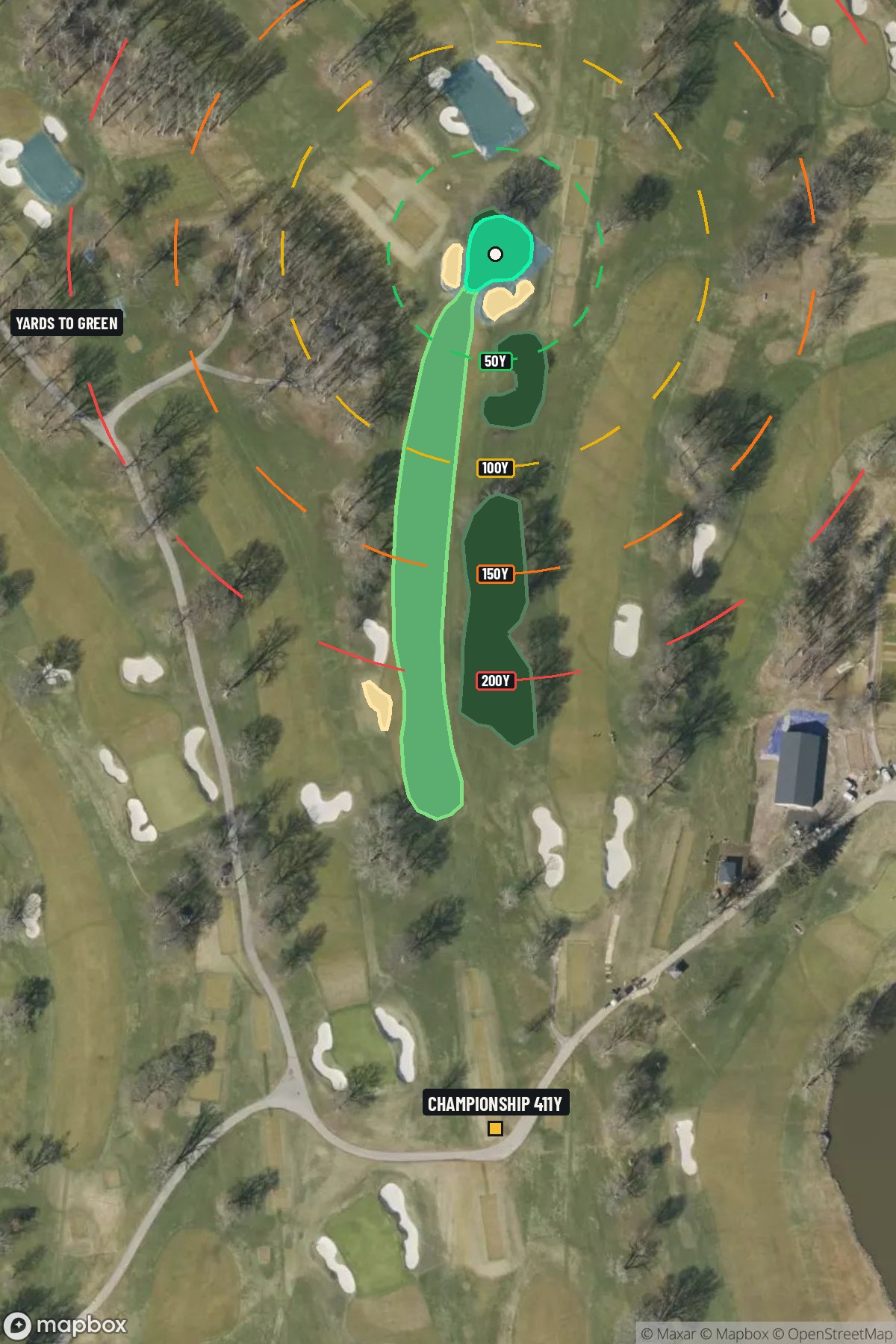 Hole 2 aerial at Winged Foot Golf Club (West Course)