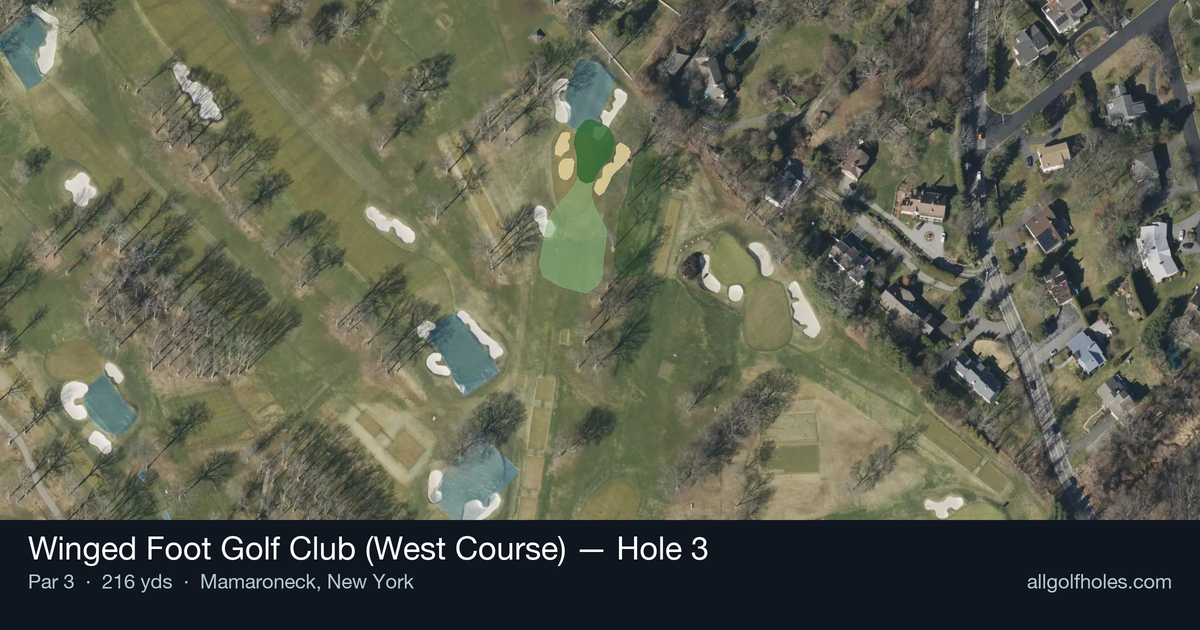 Hole 3 aerial at Winged Foot Golf Club (West Course)