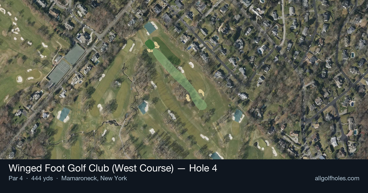 Hole 4 aerial at Winged Foot Golf Club (West Course)