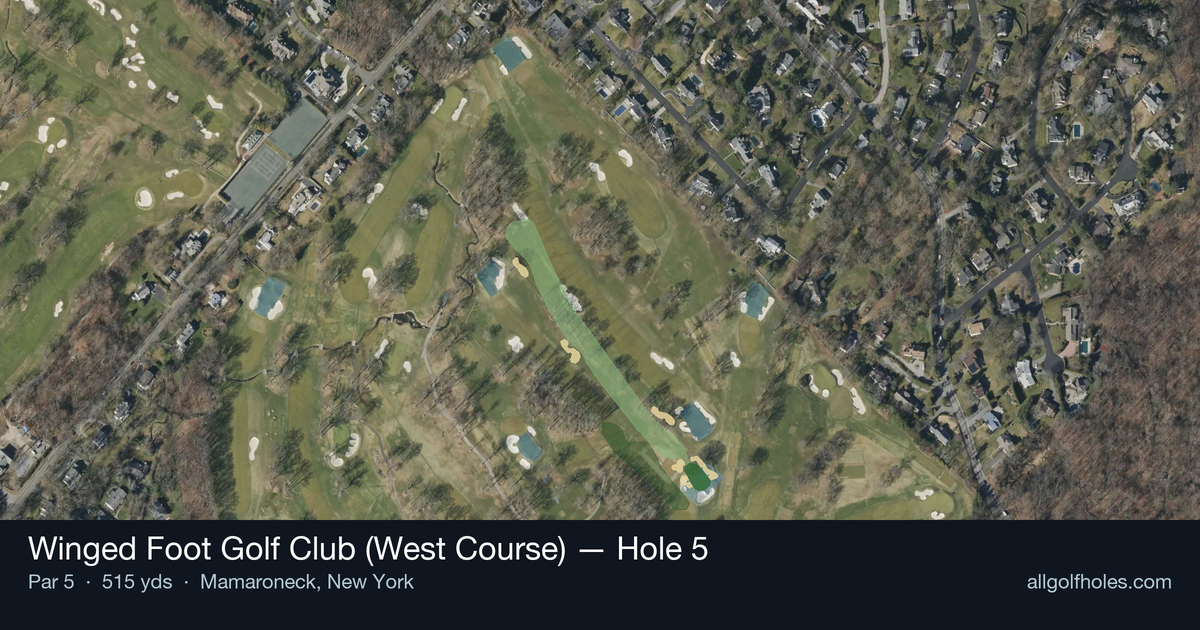 Hole 5 aerial at Winged Foot Golf Club (West Course)