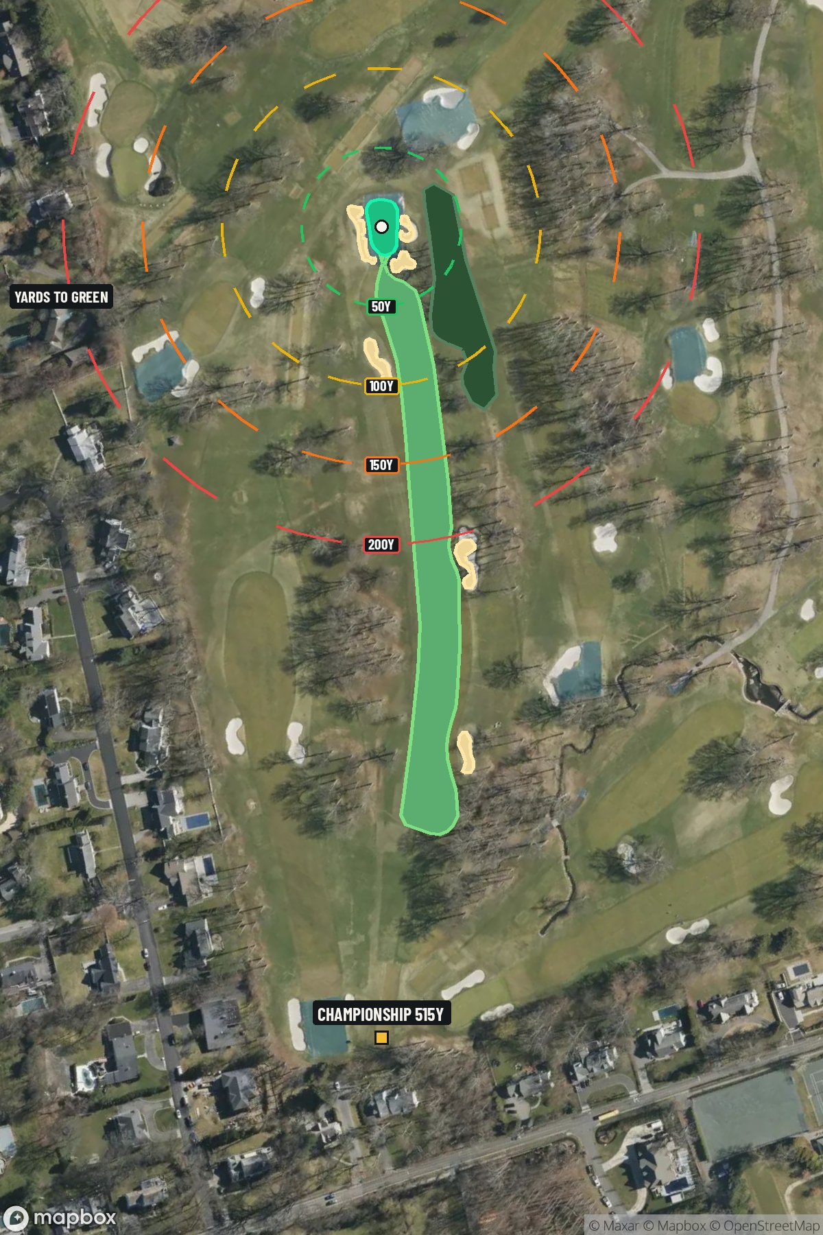 Hole 5 aerial at Winged Foot Golf Club (West Course)