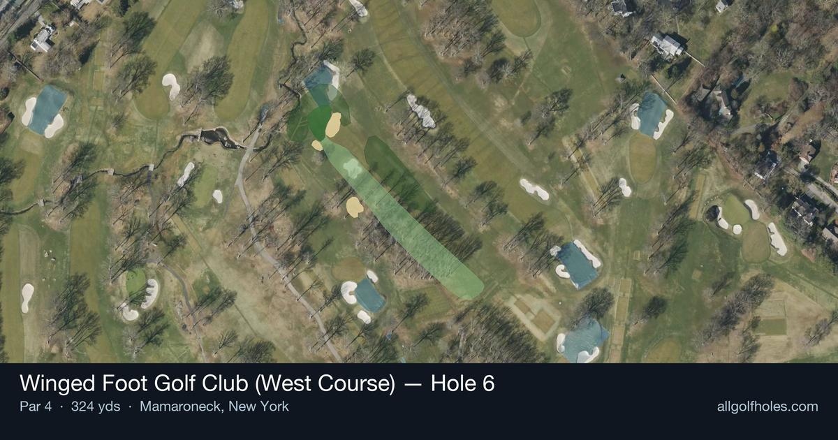 Hole 6 aerial at Winged Foot Golf Club (West Course)