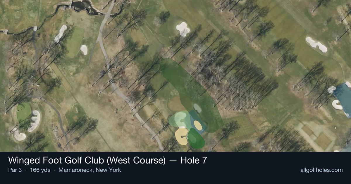 Hole 7 aerial at Winged Foot Golf Club (West Course)