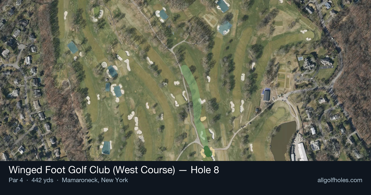 Hole 8 aerial at Winged Foot Golf Club (West Course)