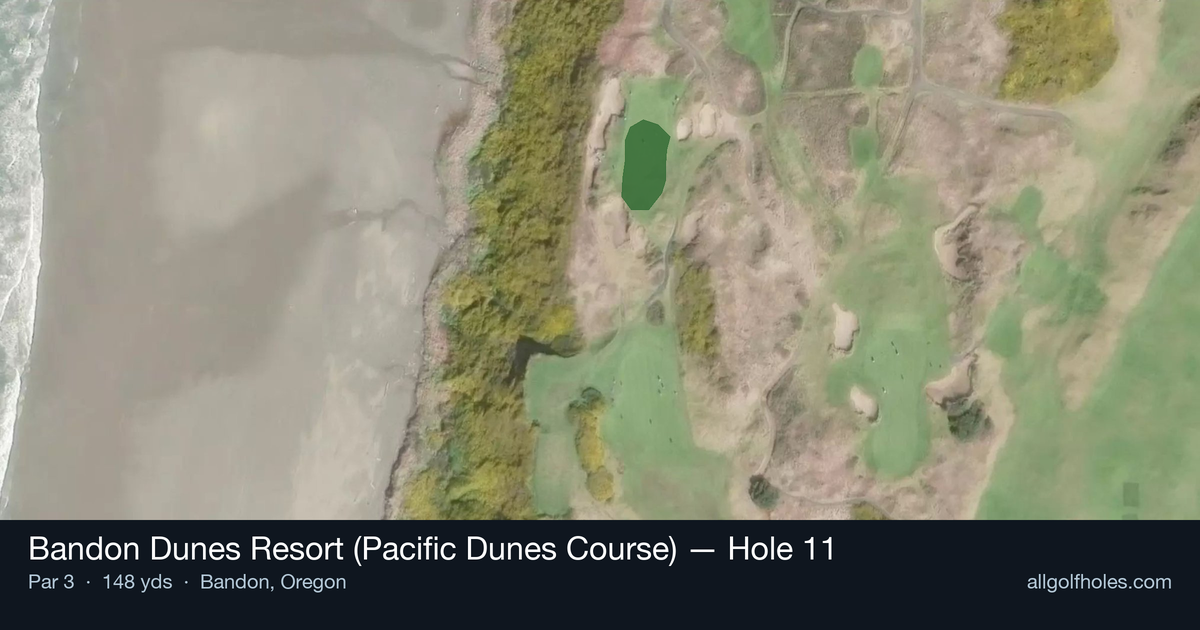 Hole 11 aerial at Bandon Dunes Resort (Pacific Dunes Course)