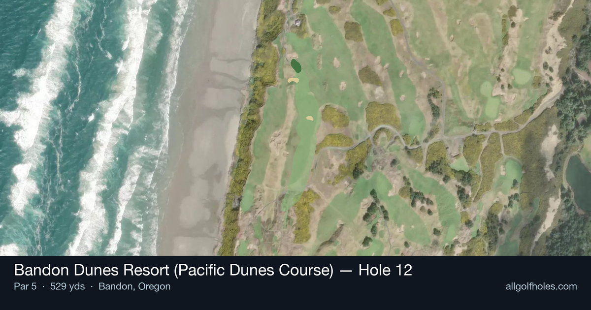 Hole 12 aerial at Bandon Dunes Resort (Pacific Dunes Course)