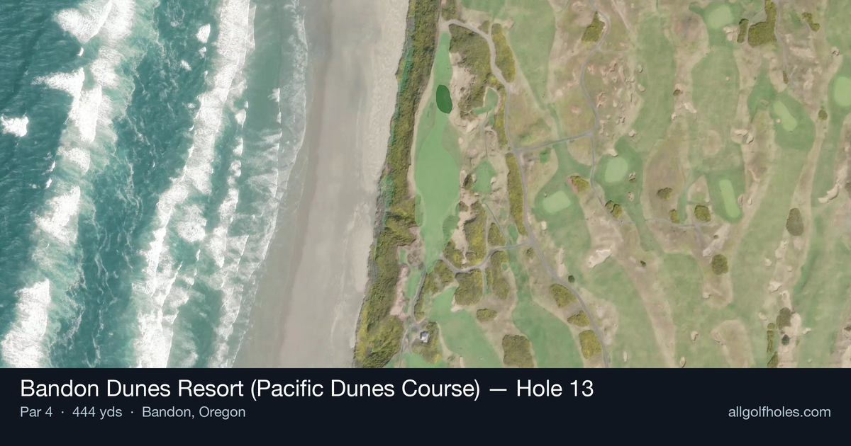Hole 13 aerial at Bandon Dunes Resort (Pacific Dunes Course)