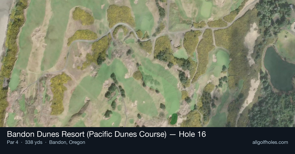 Hole 16 aerial at Bandon Dunes Resort (Pacific Dunes Course)